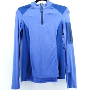 REI Activewear Breathable 1/4 Zip Color Block Pullover Thumbholes Mock Neck S